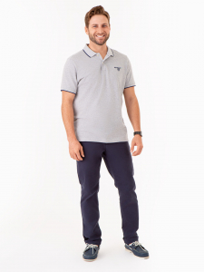 MARLED YARN POLO SHIRT WITH EMBROIDERED CREST