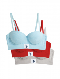 3PK RIBBED PUSH UP BRAS