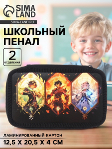 Пенал школьный, 2 секции, 12.5?20.5?4 см «Аниме game»