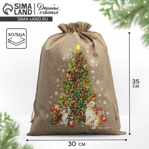 Мешочек новогодний подарочный с термонаклейкой «Ёлочка», 30?40 см ± 1.5 см
