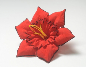 Искусственные цветы, Слои нарцисса бархатные для ветки, венка красный с черным кантом