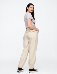Mid Rise Downtown Khaki Cargo Joggers