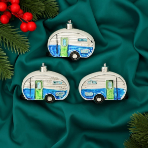 Ёлочные игрушки 3 шт., «Зимнее волшебство, Фургончики» пластик, 4?7 см, синий