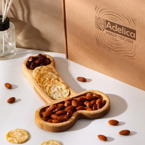 Блюдо деревянное для подачи Adelica, (L), в подарочной коробке, дерево береза, 25?16.5?1.7 см