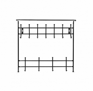 Вешалка с полкой настенная металлическая на 11 крючков ВПТ11 черный
