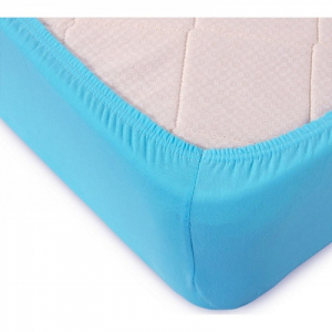 Трикотажная простынь на резинке Голубая