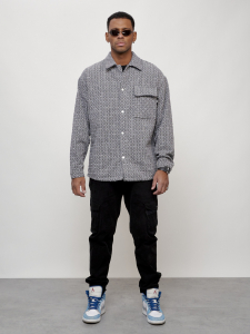 Ветровка рубашка мужская букле серого цвета 58375Sr