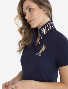 USPA METALLIC PRINT POLO SHIRT