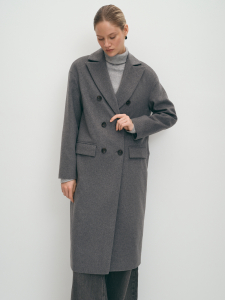 Длинное демисезонное шерстяное пальто