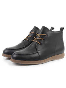 01-S77-98 BLACK Ботинки демисезонные женские (натуральная кожа, байка)