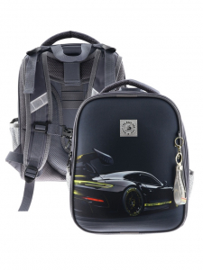 Рюкзак каркасный, школьный, 38?30?16 см, эргономичная спинка, Stavia «Машина с желтой полосой»