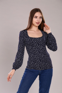 Декольте - лонгслив синий