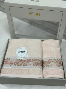 Набро полотенец EFOR из 2-х предметов (50*90.70*140) модель цветы на ветке (сухая роза) GULKURUSU
