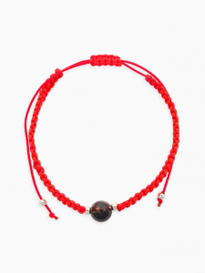 Браслет-оберег «Красная нить» шар №8, цветной в серебре