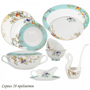 145-469 Обеденный сервиз 28пр.  HANOMI в под.уп.(х2)Костяной фарфор