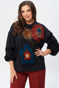 Джемпер Gizart 15345 бордо-бежевые цветы