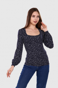 Декольте - лонгслив синий