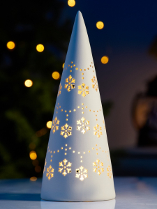 Светодиодная фигура «Ёлка со снежинками», 22?9?9 см, 1 LED, керамика, от батареек LR44?3, тёплый белый свет