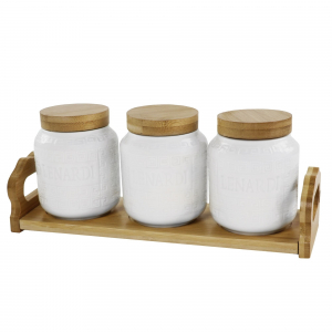 140-130 Набор из 3 банок 600мл. на подставке BAMBOO в под.уп.(х10)Фарфор
