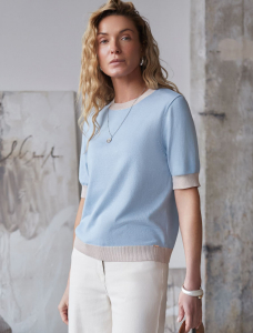 Джемпер с коротким рукавом тонкой вязки из вискозы с люрексом