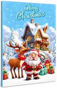 Новогодний шоколадный адвент-календарь Merry Christmas «Санта-Клаус и олень» 24 сладких сюрприза 50 г