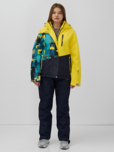 Горнолыжный костюм женский зимний УЦЕНКА желтого цвета 02801J