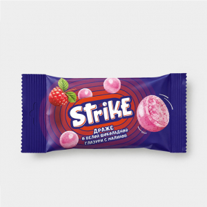 «Strike», драже в белой  глазури с малиной, 40 г (упаковка 16 шт)