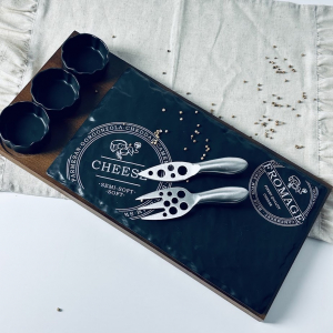 232-025 Сервировочная доска/блюдо для сыра с приборами 5пр. BLACKWOOD в под.уп.(х8)Фарфор