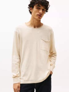 Cotton-Linen Pocket T-Shirt Sweater
