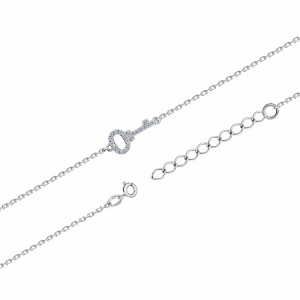 Браслет с фианитом родированный серебро 925*