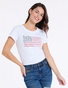 RHINESTONE FLAG CREW NECK T-SHIRT