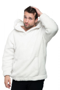 Толстовка мужская из овечьей шерсти оверсайз HOT TREND (с капюшоном, цвет Ваниль) цвет БЕЛЫЙ