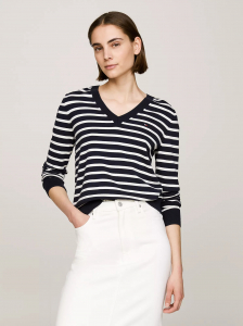Cotton Jersey V-Neck Sweater