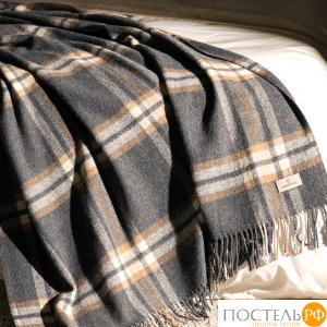 Prime Prive ГОСТА Плед темн.сер. 140х200+10х2 см, 1 пр., 100% шерсть, 325 г/м2