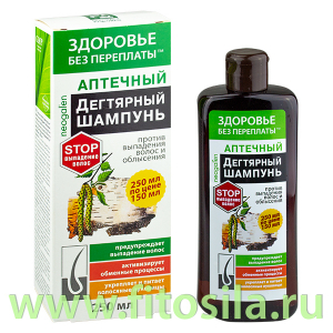 Здоровье без переплаты шампунь Дегтярный против выпадения волос и облысения, 250 мл, т. з. 