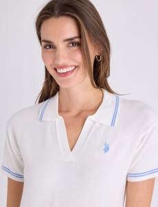 DOUBLE TIPPED SPLIT NECK SWEATER POLO SHIRT
