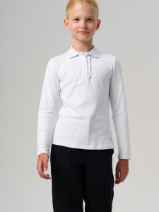 Футболка-поло с длинным рукавом для девочки