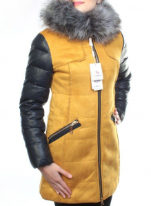 5157 YELLOW Парка женская зимняя (150 гр синтепон, искусственный мех)