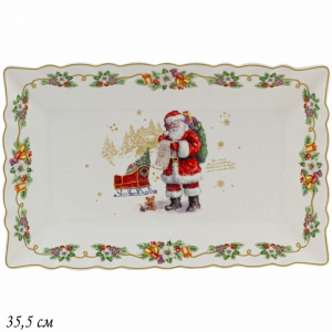 205-302 Прямоугольное блюдо 35,5см  НОВЫЙ ГОД в под.уп.(х8)Фарфор