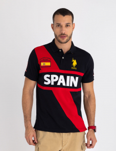 SPAIN SASH COLOR BLOCK PIQUE POLO SHIRT