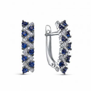 Серьги с фианитом родированные серебро 925*