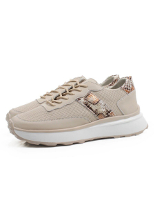 03-C129-2 BEIGE Кроссовки женские (натуральная кожа)