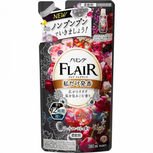 KAO Flair Fragrance Rich Floral Арома кондиционер для белья, фруктово ягодный аромат с цветочными нотами, мягкая упаковка, 380 мл