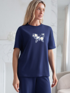 Футболка с принтом свободная эластичная из премиального хлопка