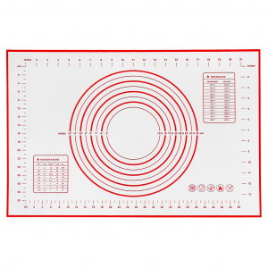 Коврик силиконовый, армированный для раскатки теста и выпекания 40х60см, белый с цветной разметкой, микс (Китай)