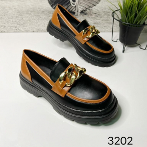 Лоферы 3202 черно коричневый