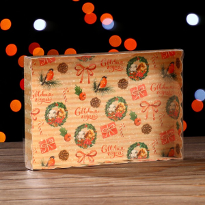 Коробочка подарочная новогодняя для печенья «Веночки», 22?15?3 см