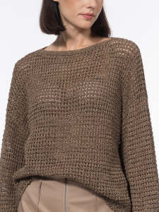 Джемпер из вязаной ажурной сетки