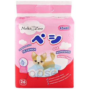Neki Zoo Пеленки для домашних животных, гигиенические, впитывающие, одноразовые, размер S, 45х60 см, 25 шт