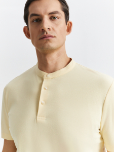 Поло без воротника из хлопкового трикотажа